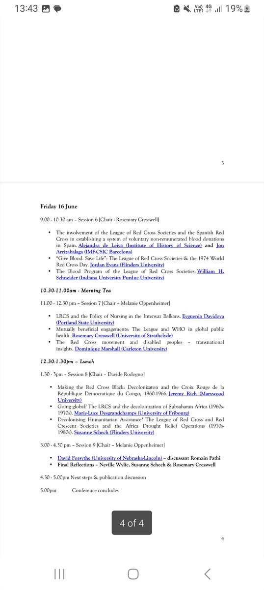 I am in Geneva presenting at the conference 'The League of the #RedCross Societies @ifrc: Historical Perspectives,' June 15, 14:15, part of @Resilienthum project. Perhaps the largest Red Cross history meeting in many years. The program 👇