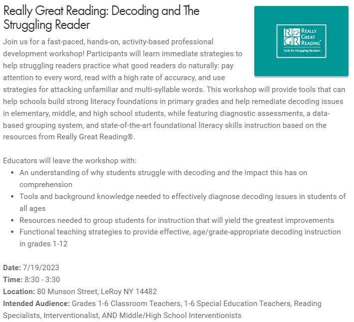 Summer professional learning is coming up fast, and we are kicking off our featured speakers with <a href="/ReallyGreatRead/">Really Great Reading</a>!! Don't miss out on this amazing opportunity around research-aligned early literacy instruction. #gvbocessit
bit.ly/3p1nMkU