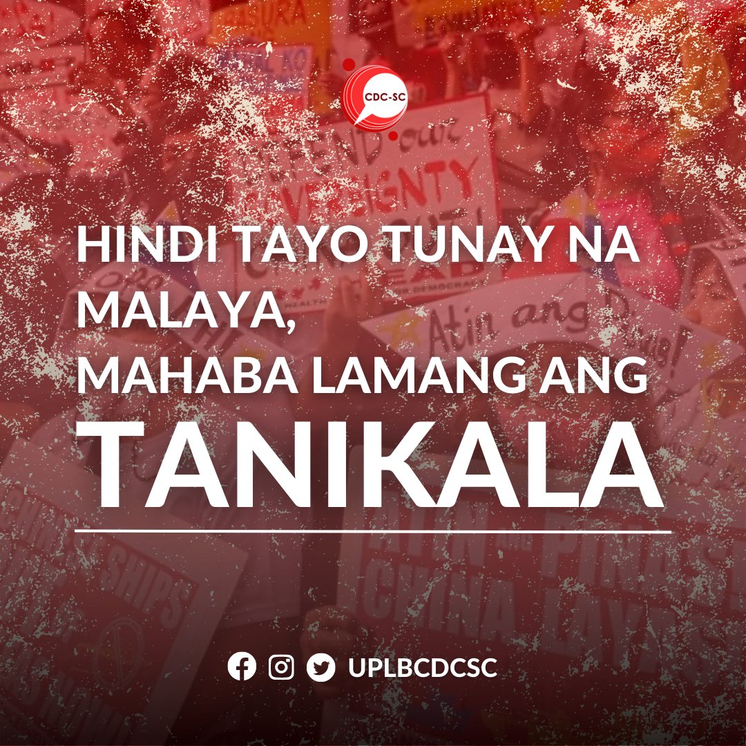 UPLBCDCSC's tweet photo. PAHAYAG NG KONSEHO NG KOLEHIYO NG KOMUNIKASYONG PANGKAUNLARAN SA PAGGUNITA NG ARAW NG KALAYAAN

ATIN ANG PINAS! US-CHINA LAYAS! 

Basahin ang buong pahayag: 
https://t.co/2zj3Ozl85w

#USChinaLayas
#ArawNgKalayaan
#CDCStudentCouncil https://t.co/zDizB3wp8W