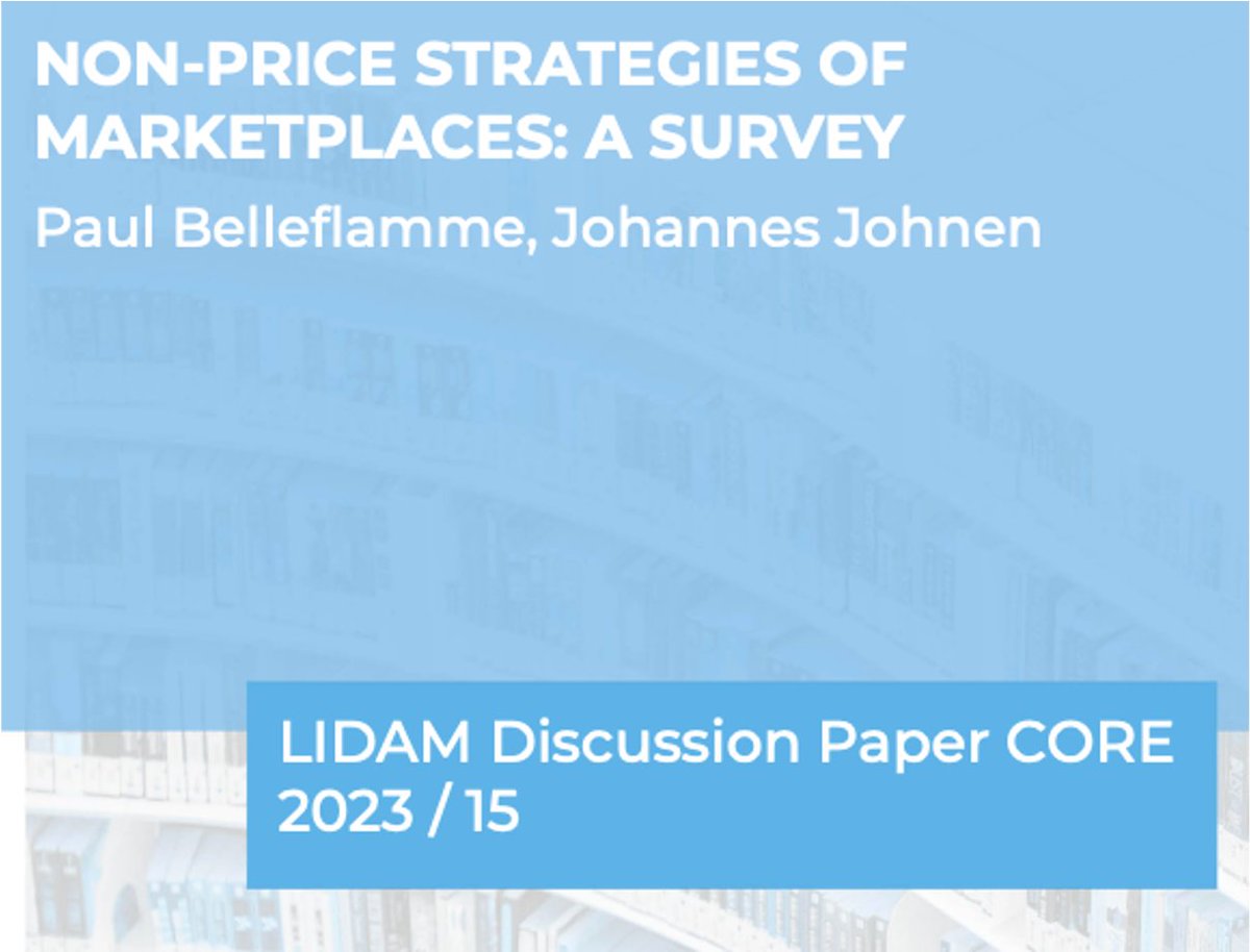 Happy to share my latest working paper, co-authored with Johannes Johnen. In this review of the recent literature on two-sided platforms, we focus on the non-price strategies that marketplaces employ to govern interactions. See uclouvain.be/en/research-in…