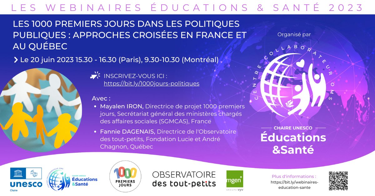 UNESCO Chair Global Health & Education (@unescochairghe) on Twitter photo Inscrivez-vous ! 20 juin 2023, Les #1000premiersjours dans les politiques publiques. Avec <a href="/FannieDagenais/">Fannie Dagenais</a> et Mayalen Iron.
🔗 Inscriptions : bit.ly/1000jours-poli…
ℹ️ chaireunesco-es.org/2023/06/05/20-…
<a href="/SantePubliqueFr/">SantépubliqueFrance</a> <a href="/SFSPasso/">Société Française de Santé Publique</a> Inscrivez-vous ! 20 juin 2023, Les #1000premiersjours dans les politiques publiques. Avec <a href="/FannieDagenais/">Fannie Dagenais</a> et Mayalen Iron.
🔗 Inscriptions : bit.ly/1000jours-poli…
ℹ️ chaireunesco-es.org/2023/06/05/20-…
<a href="/SantePubliqueFr/">SantépubliqueFrance</a> <a href="/SFSPasso/">Société Française de Santé Publique</a>