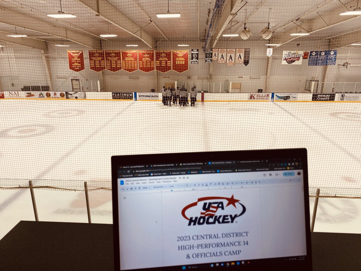 A great first afternoon/evening yesterday at the CD Development Camp.  Full day today with power skating, classroom, game play, teambuilding, and more. #cdofficiatingexperience #refereedevelopment