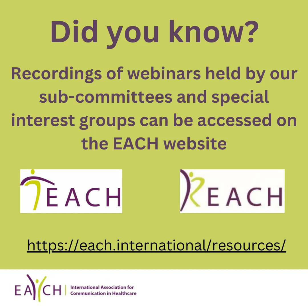EACH_com's tweet photo. Did you know that you can watch recordings of EACH webinars on the website?
https://t.co/MsrlCrqi0M 
#EACH #healthcarecommunication https://t.co/sD3TJ4zEL0