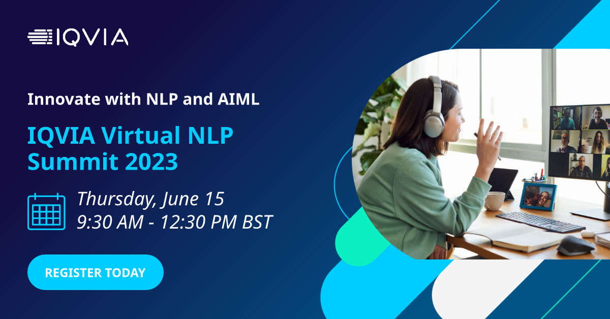 IQVIA_global's tweet photo. Join us on June 15 for the Virtual NLP Summit to hear from @AstraZeneca on assisting clinical trial study design with AI and IQVIA experts on the latest innovations in AIML and NLP. https://t.co/5tBhkEQREO

#NLProc #ClinicalTrials #MachineLearning https://t.co/KATyAwWIN6