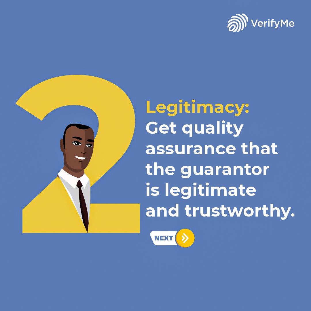 officialVMN's tweet photo. Streamline your hiring process with our Guarantor Verification Solution.  Our system checks the credibility of the guarantor provided by a new hire, giving you peace of mind knowing that you're hiring a trustworthy person.  
#VerifyMeNigeria #KYE #GuarantorVerification https://t.co/wtY1nFHk3W