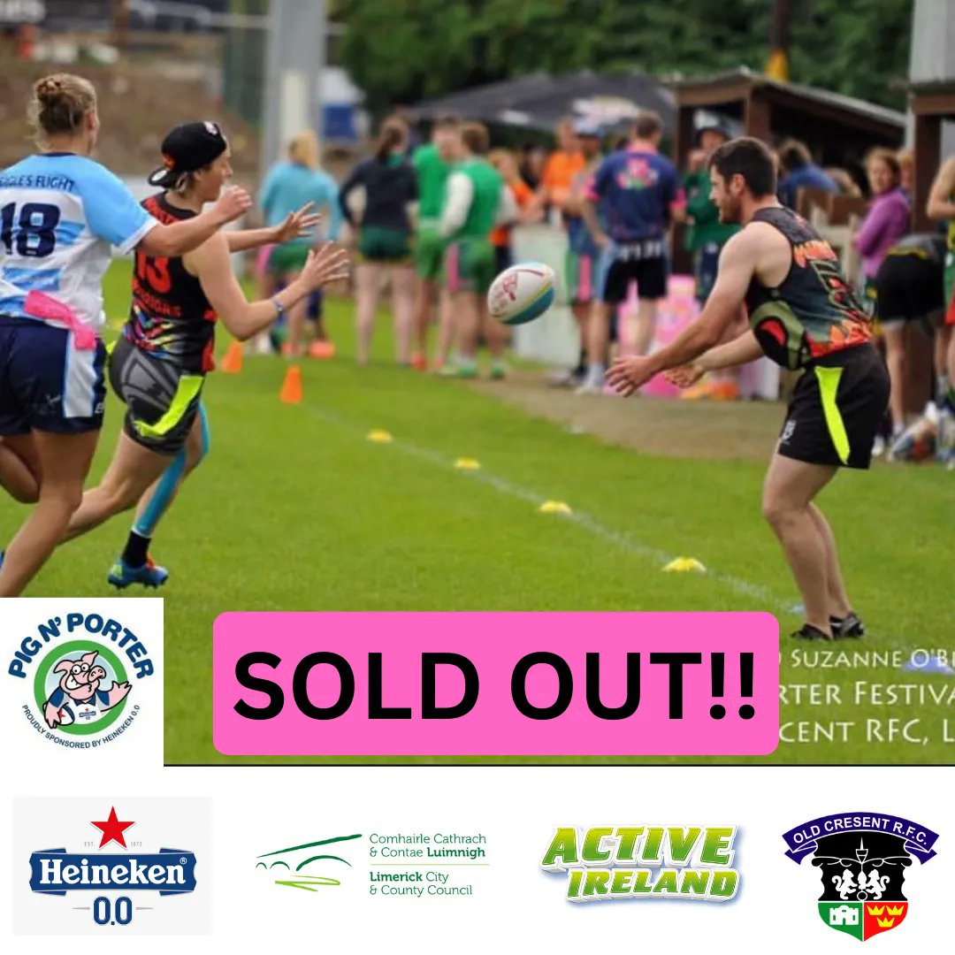 Pig 'n' Porter Tag (@pignporter) on Twitter photo Pig N’Porter sold out over the weekend but 5 more additional spaces have been added. Places selling fast with only a week to go for team entries! 
Closing date is Friday 16th at 5pm!
🐷🍻
IT’S ONLY MASSIVE!!!
#tagrugby #pignporter #limerick #oldcrescent #rosbrien Pig N’Porter sold out over the weekend but 5 more additional spaces have been added. Places selling fast with only a week to go for team entries! 
Closing date is Friday 16th at 5pm!
🐷🍻
IT’S ONLY MASSIVE!!!
#tagrugby #pignporter #limerick #oldcrescent #rosbrien