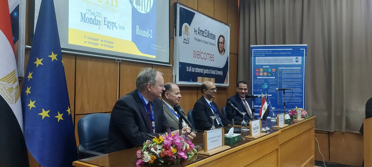 sherryamin13's tweet photo. EU Amb. Christian Berger telling Assiut youths "we are counting on you to raise awareness about water scarcity and climate change #EU4Water https://t.co/ZhMmWSLfA1