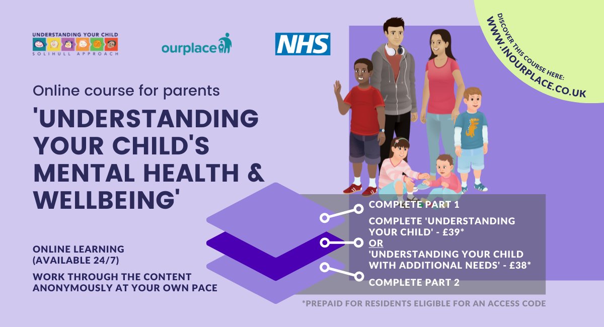 Discover this online course today at inourplace.co.uk
'Understanding your child's mental health and wellbeing. If you live in Torbay, it's fully funded so free for you. Just use TAMAR as your access code.  
#torbayfamilyhub