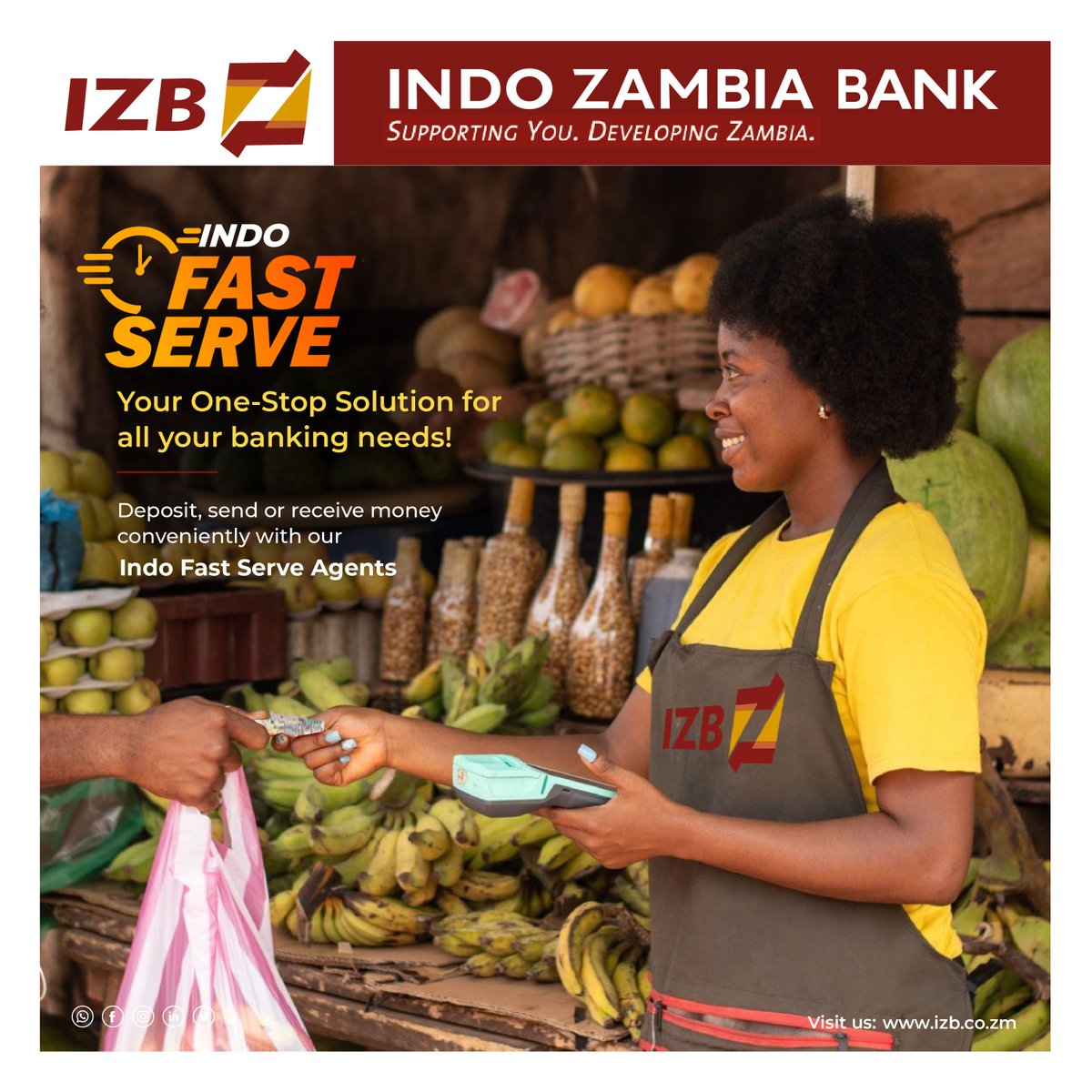 IndoZambiaBank's tweet photo. Sort out all your banking needs in no time with #IndoFastServe !
Now you can deposit/withdraw/transfer money without traveling to the bank.

#IndoZambiaBank #IZB #LetsGrowTogether #SupportingYouDevelopingZambia #AgencyBanking #Agent #BankEasier #QuickAndSecure #OneStopSolution https://t.co/uJPD2dH1Ie