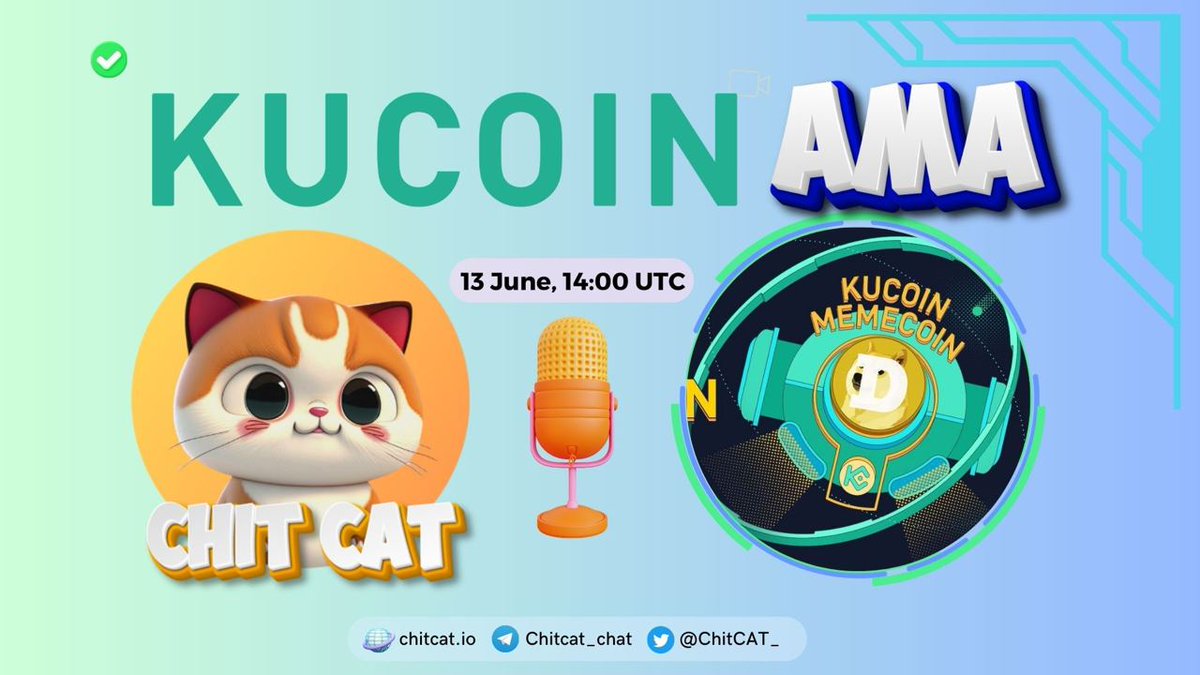 Join KuCoin Memecoins Group AMA with ChitCAT, 300 USDT to Give Away!

⏰ 14:00 on June 13, 2023 (UTC)
📍t.me/KuCoin_Memecoi…

🎁Total Rewards: 300 USDT

-  Join gleam event to win 250 USDT, 25 winners!
👉 gleam.io/hxlun/chit-cat…
- Free-ask 🗣 : 5 BEST questions, 10 USDT each