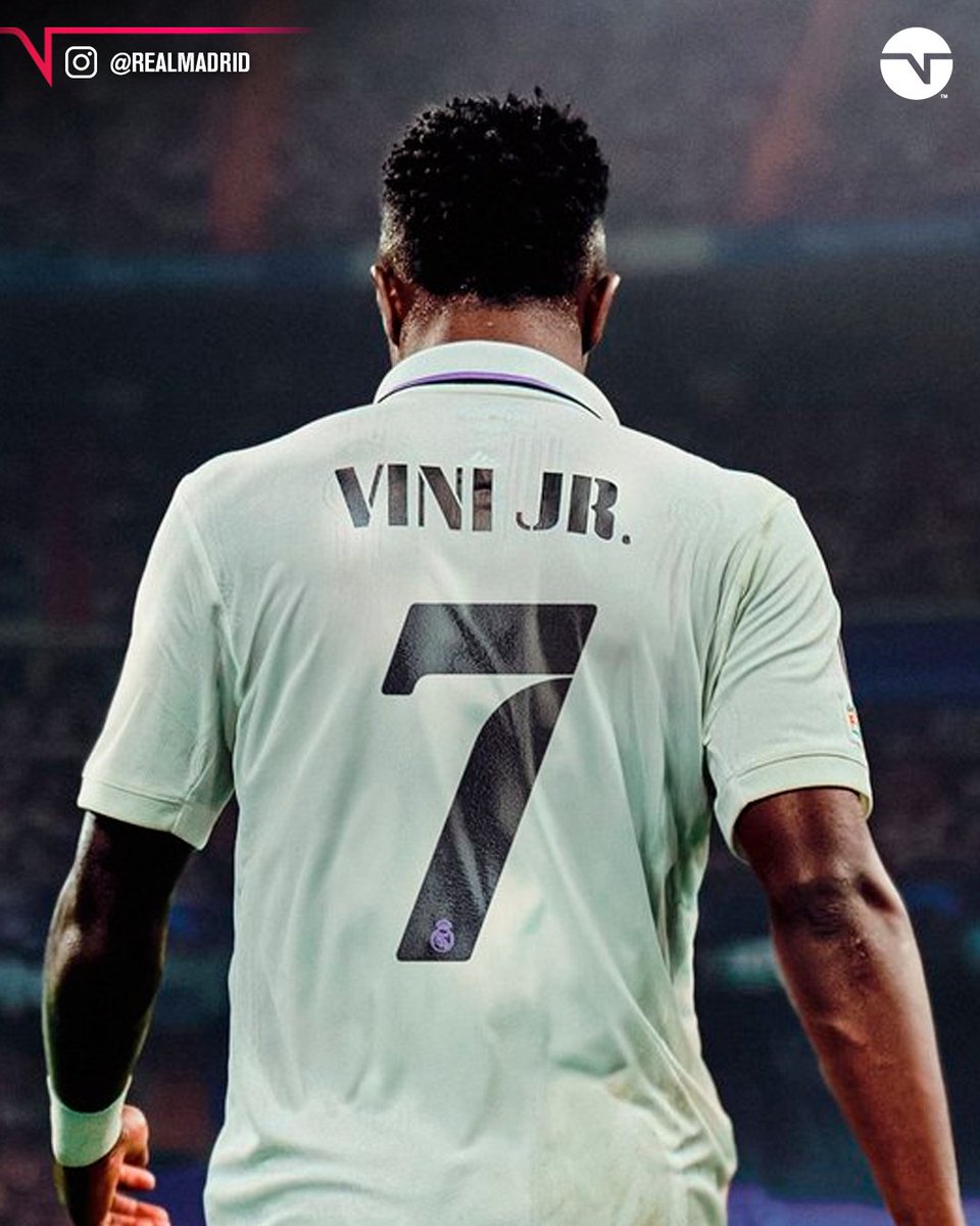 O Real Madrid tem um novo camisa 7! 7⃣😎 Vini Jr. irá usar o número que já foi de craques como Cristiano Ronaldo e Raúl González! Boa sorte, Vini! 🙏