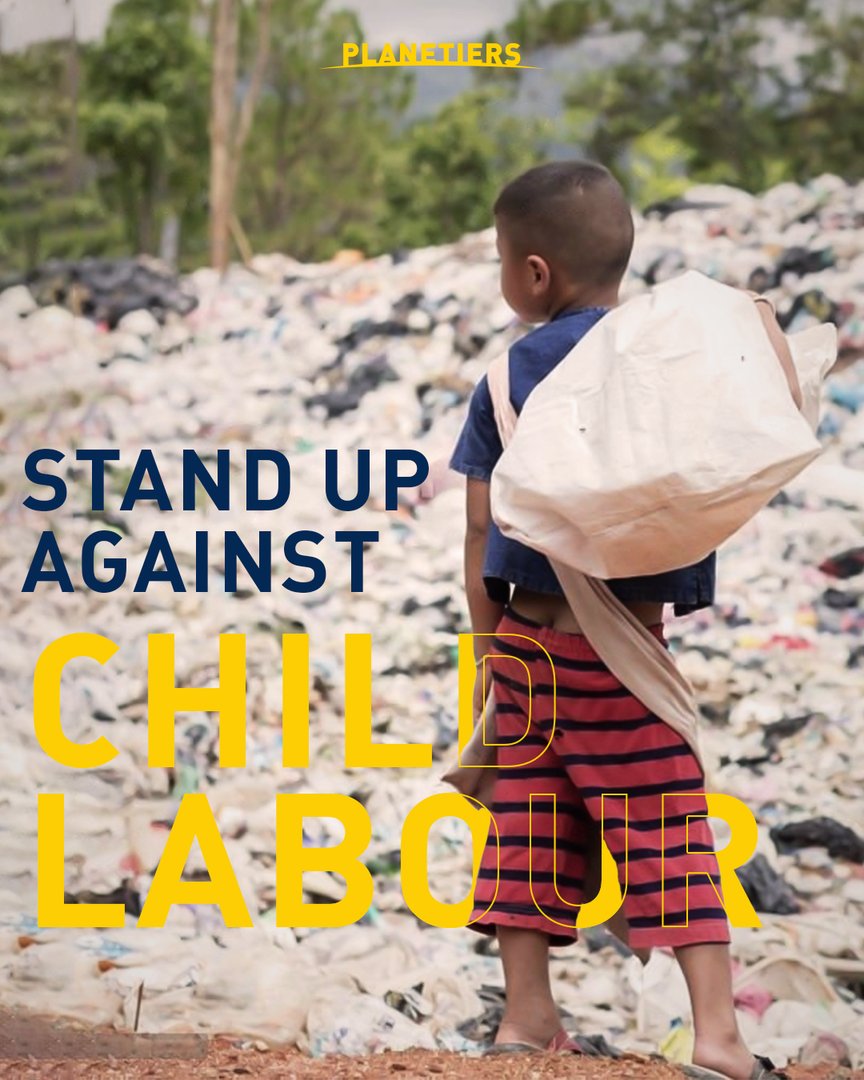 Stand Up Against Child Labour! 🚫👦💼
Child labour deprives children of their childhood, education, and rights. It‘s time to make a change, to create a world where every child can thrive, learn, and dream.. 🌟📚 
#EndChildLabour #ChildrensRights #TogetherForChange 
#Planetiers