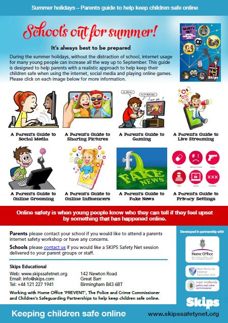 Please see the attached information from <a href="/SkipsEducation/">SKIPS Educational</a> about how to keep children safe online over the upcoming summer holidays ☀️ #ThriveAtThrockley #OnlineSafety #ThrockleySMSC
