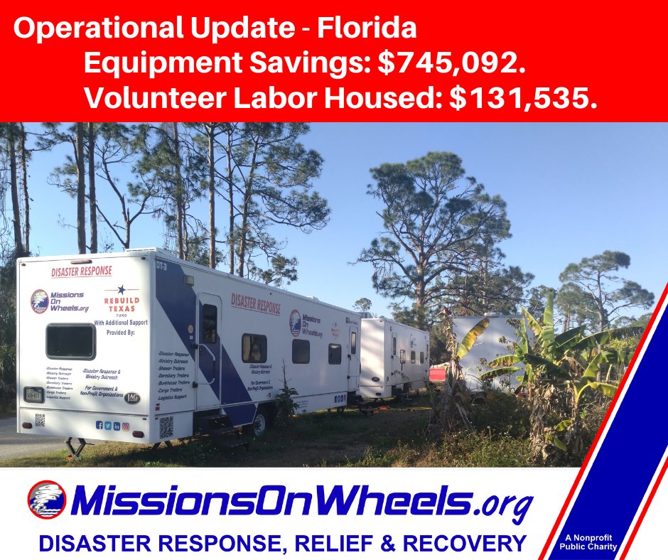 MissionsOnWheel's tweet photo. As the 2023 hurricane season begins, Hurricane Ian recovery is ongoing. We're supporting efforts in Fort Myers and Port Charlotte with seven trailers currently deployed. https://t.co/gzVGZr6nlg