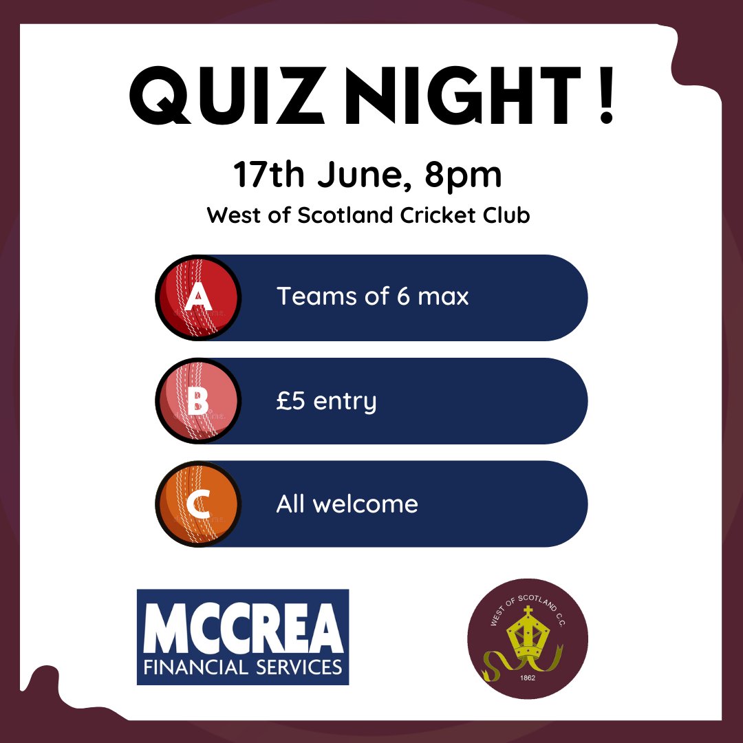 WoSCC's tweet image. 🚨QUIZ NIGHT THIS SATURDAY🚨

Get yourself down to the club for 8pm with your thinking cap on. £5 entry and no need to have a team before arriving! 

Can't wait to see everyone there, guaranteed to be a great night!