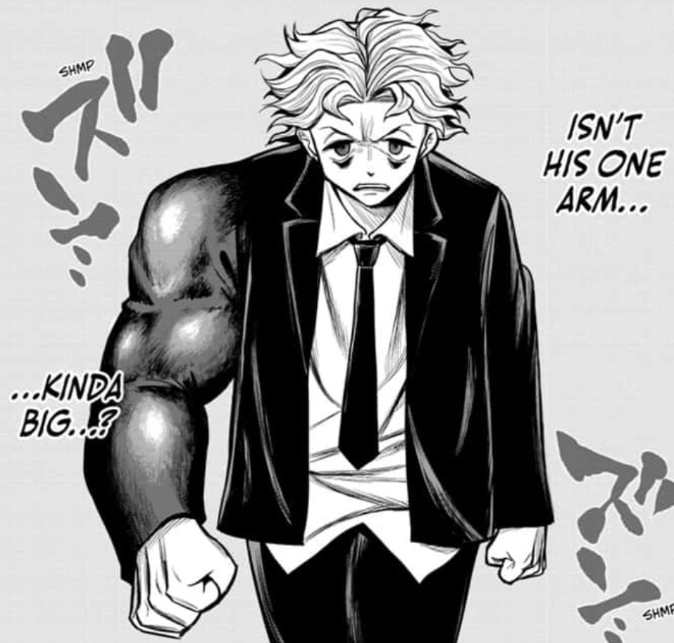 Koolestermann's tweet image. Would anyone belive me that two of the new jump series (do retry and nu exorcist) now have a villain with ONE insanely big arm in theyr first 10 chapters