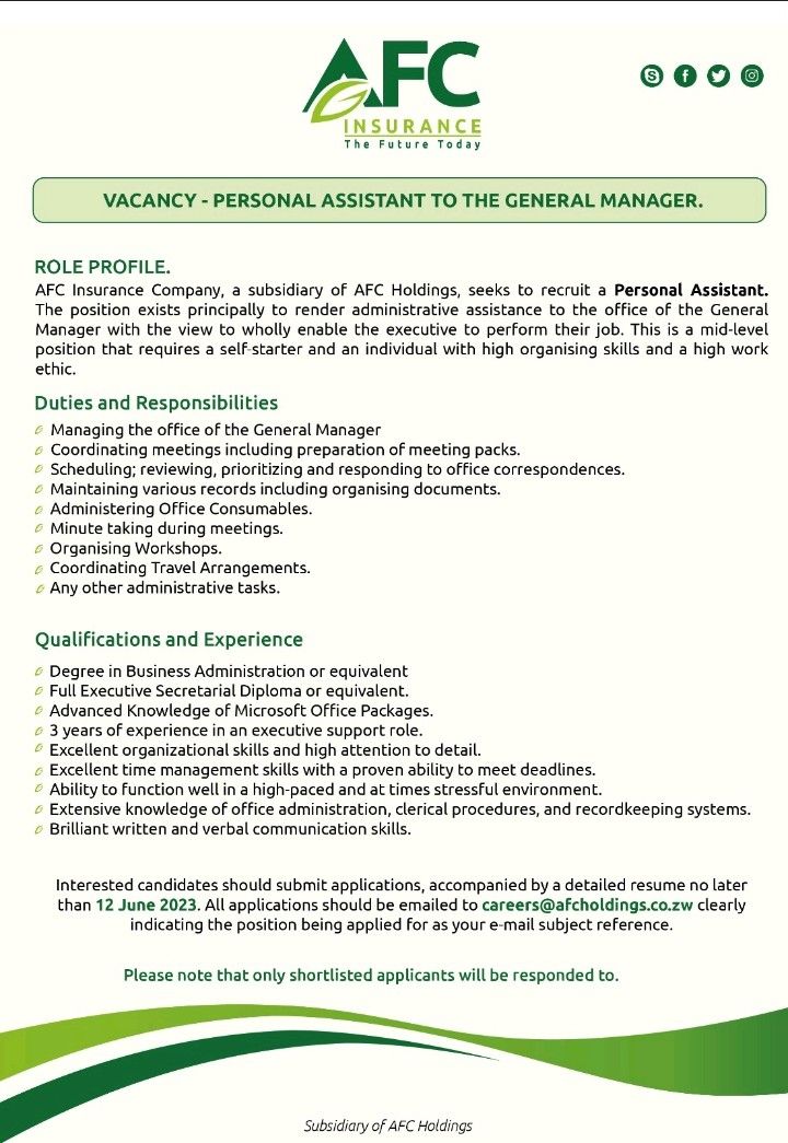 InsuranceInsti5's tweet photo. 📌 JOB VACANCIES

@AfcHoldings #IIBSW23 https://t.co/a0Sna0Dqy1