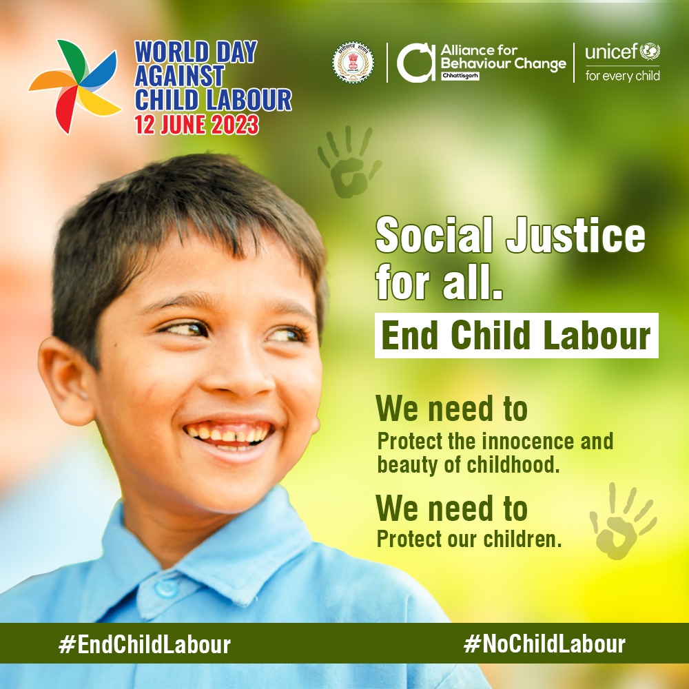 On #WorldDayAgainstChildLabour, let's raise our voices against exploitation of children.

Let's work towards a world where every child can play, learn, and dream without the burden of work 👧🏻🧒🏻

#EndChildLabour #NoChildLabour
@UNICEFIndia
