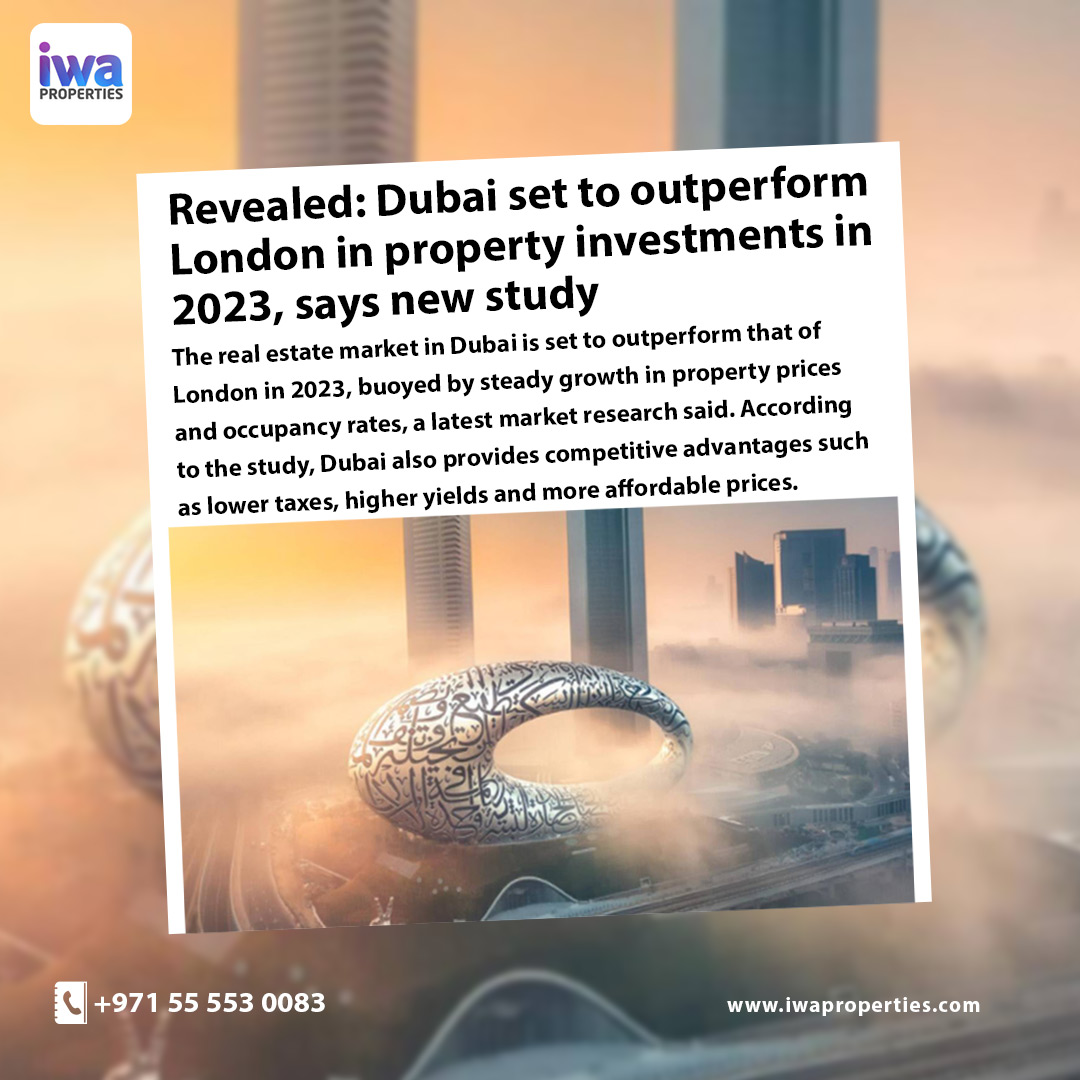 Dubai's real estate market poised to surpass London's in 2023, propelled by rising prices and occupancy rates.
#DubaiRealEstate #PropertyMarketTrends