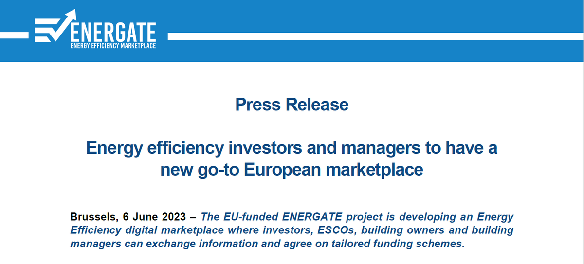 📣 News alert ! 👁️

🆕 #energate_eu Press Release is out !👌

🔹 Learn more about ENERGATE which will provide a #smartenergy #marketplace for #energyefficiency #investments in #buildings.

🔹 Find here 👉👉 shorturl.at/hjILT

#LIFEAmplifier #EnergyTransition #LIFEproject
