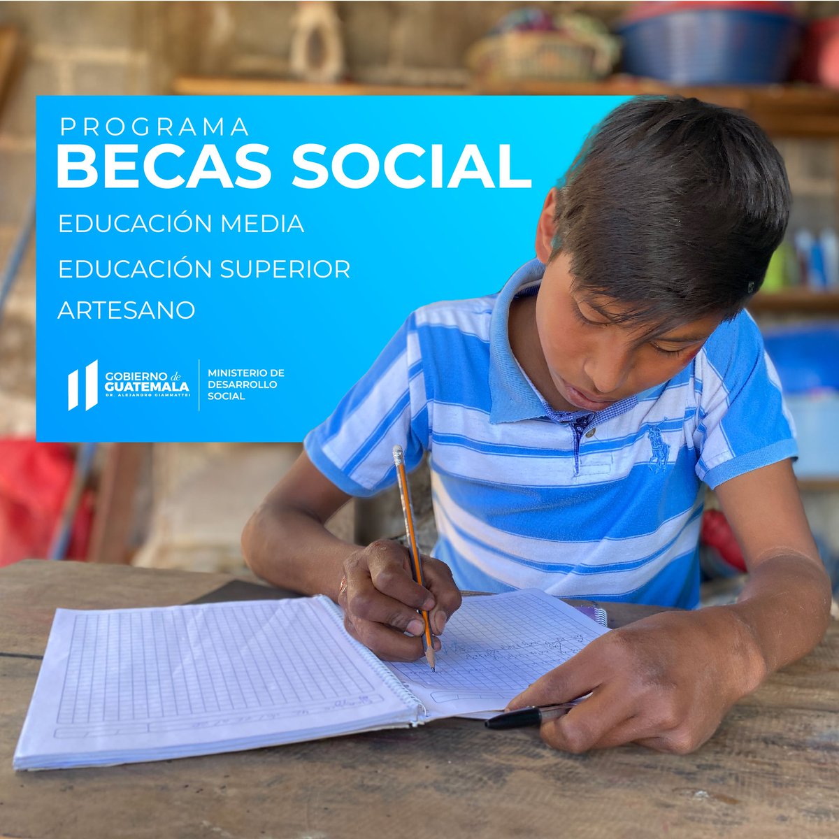 Midesgt's tweet photo. 📚 Con el programa #BecaSocial en sus intervenciones: Educación Media, Educación Superior, Artesano, se ha contribuido al desarrollo integral de miles de familias guatemaltecas.

📍Ingresa a este link para mayor información: https://t.co/xY6KUDvos0 https://t.co/FcFz6J16Ip