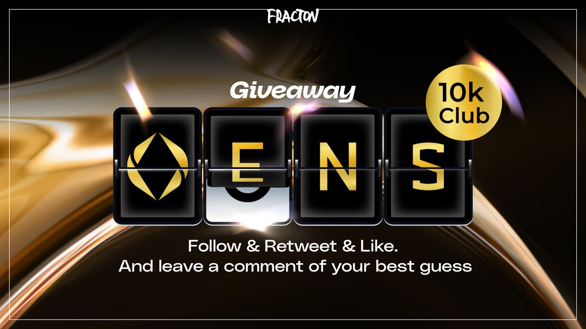 FractonX's tweet image. 🔥 ENS 10K Club giveaway!! （worth &amp;gt; $1000)🔥

Guess which 4 digits we are giving away and receive an extra bonus of $100!! 

👉🏼 Retweet &amp;amp; Like
👉🏼 Comment your best guess
👉🏼 Follow @FractonProtocol  &amp;amp; @10kClubOfficial 

More to come? #NFTGiveaway #FractonProtocol