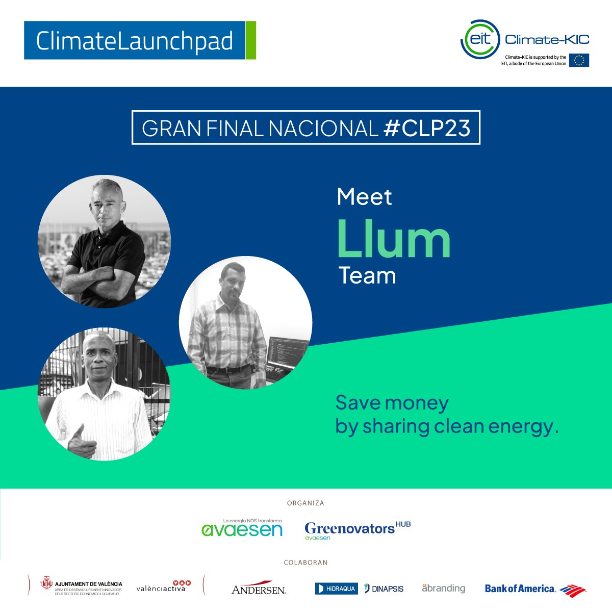 AVAESEN's tweet photo. 🤔¿Compartir energía renovable como si hicieras un bizum? ¡Es posible!
Llum Virtual quiere revolucionar el mundo de la energía. 
¿Quieres conocerlos?
📌 Las Naves (València) - 27/6
⌚️ 17 horas
Gran final presencial de #ClimateLaunchpad
Inscríbete 
https://t.co/QV387lEae6 https://t.co/P4WvWcpIRB