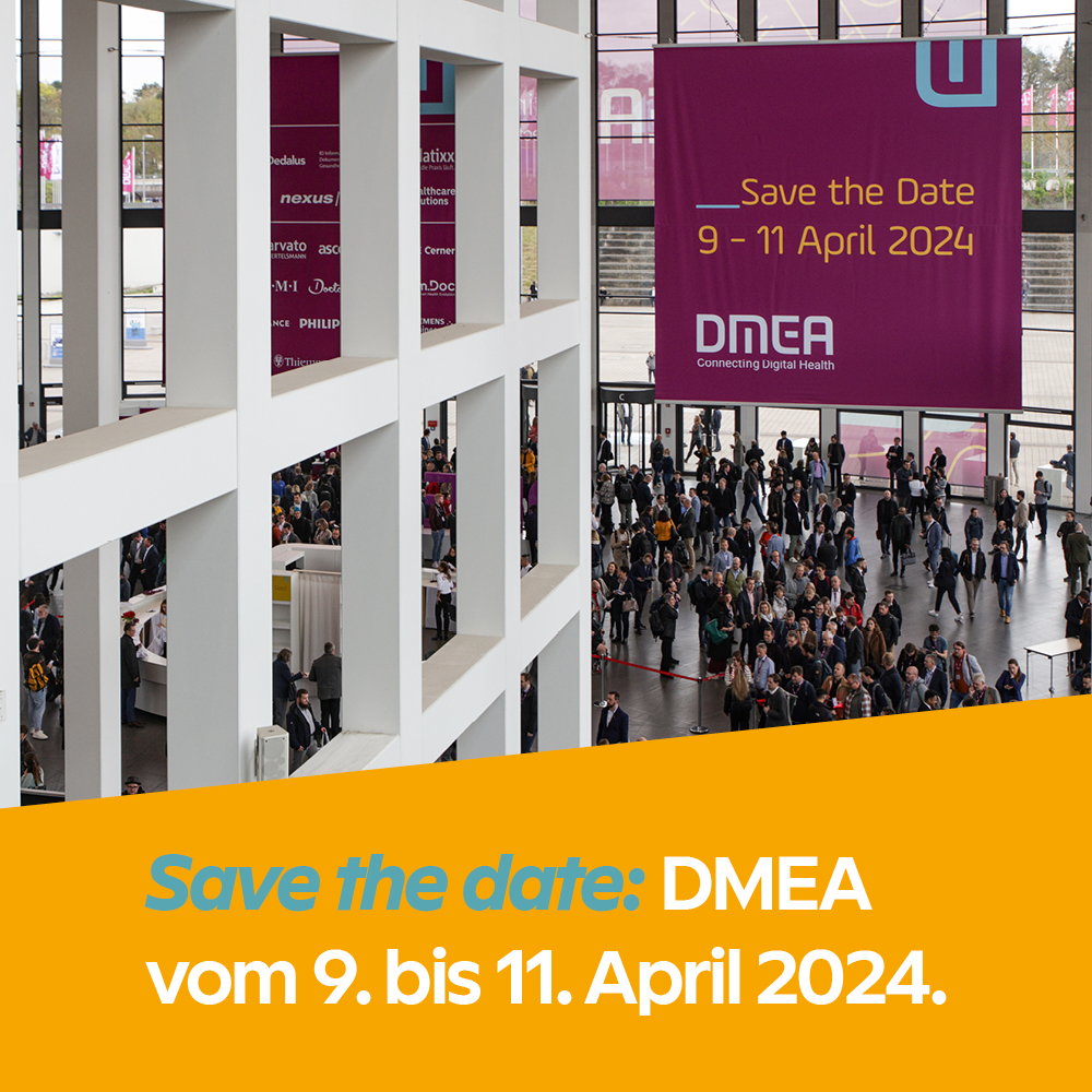 Mehr als 700 Aussteller trafen auf über 16 000 Teilnehmende – mit diesem Rekord ist die DMEA 2023 erfolgreich zu Ende gegangen. Dafür sagen wir herzlich Danke schön. Wir freuen uns, Sie vom 9. bis 11. April 2024 erneut auf Europas führendem Event für Digital Health zu begrüssen.