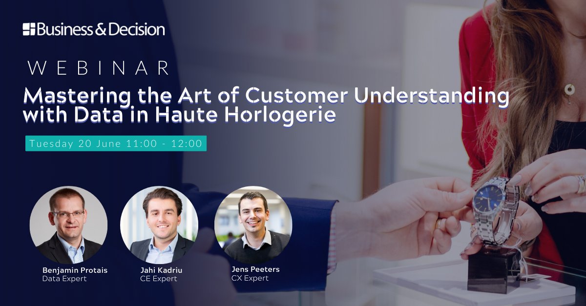 📣 Unlock the key to success in watchmaking! Join our exclusive webinar: Mastering the Art of Customer Understanding with Data in Haute Horlogerie. Don't miss out! businessdecision.com/be-en/agenda/m…