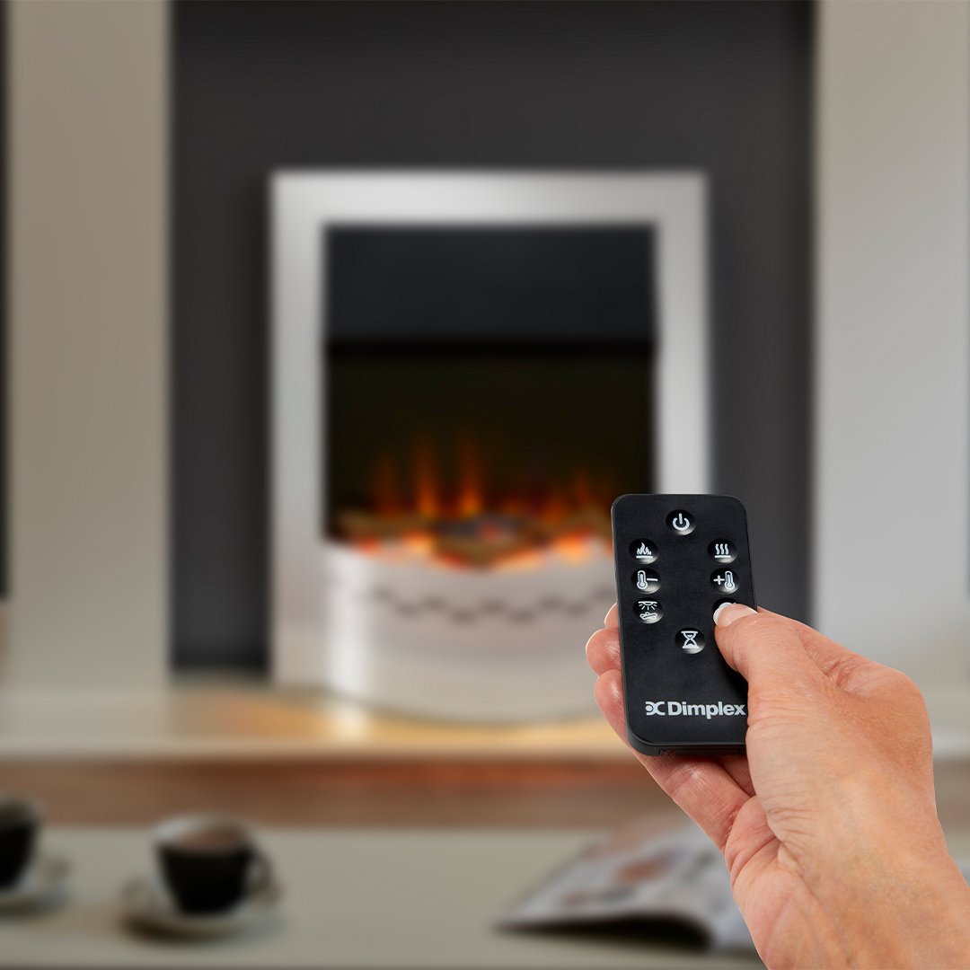 With the Ellister, you can control your comfort with the easy-to-use remote control. This model has various features, including a thermostat, a runback timer and 2kW heat output with two heat settings. #electricflame #electricfire #insetfire