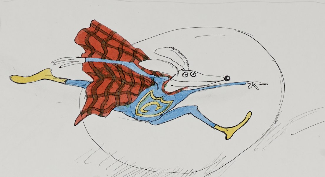 Is it a bird? Is it a plane? No! It's a flying mouse, a FLOUSE! Of course!

#SupermanDay #RalphSteadman #Illustration