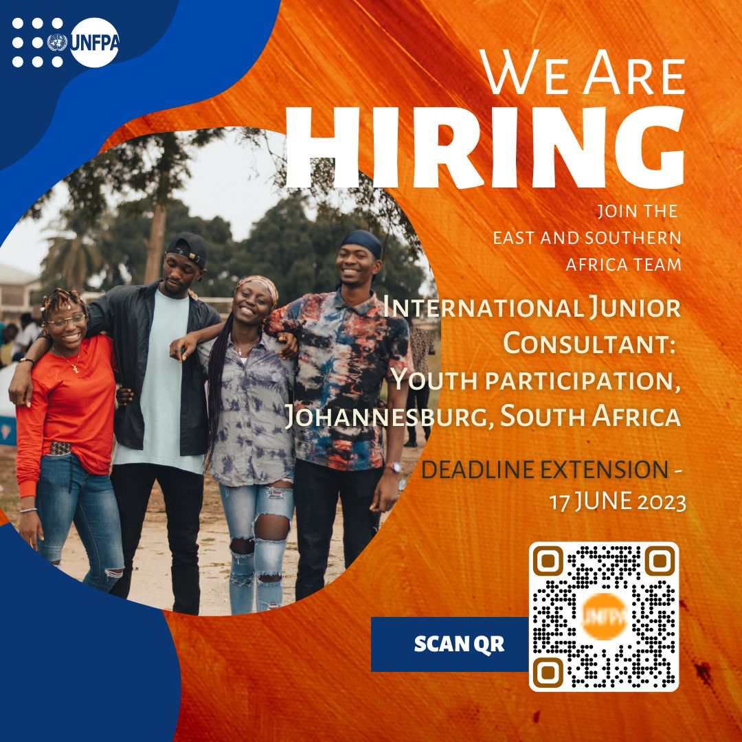 UNFPA_ESARO's tweet photo. Join our dynamic team and unleash your potential.
๐ We're seeking talented individuals to join us on @UNFPA's mandate as a Junior Consultant on #youthparticipation & #youthprogramming.
๐ฉ๐พโ๐ป Apply: https://t.co/i4f6bR7rRY
๐ Deadline: 17 June 2023
#PutYoungPeopleFirst
#unjobs https://t.co/we6b0ILjbx