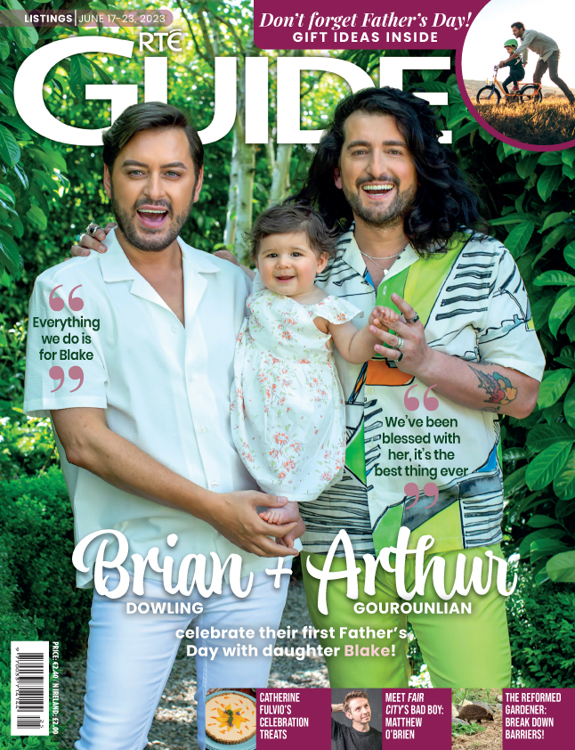 Our Father's Day issue is on sale NOW, with @brianofficial and Arthur Gourounlian on the cover with their beautiful daughter Blake. #rteguide #onsalenow #fathersday