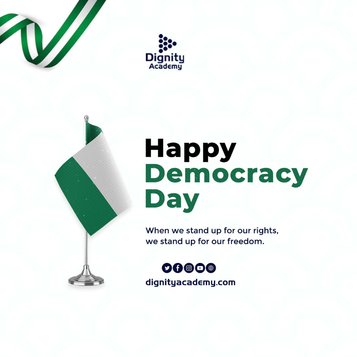 DignityAcademy's tweet photo. Happy new week!
Happy Democracy!

It is a reminder of your fundamental human right:

The right to Life
The right to Liberty
The right to Personal Security...

Enjoy constituted Freedom and remember you are in the mind of the Government.

Live well,Stay safe 

#democracy 
#Nigeria https://t.co/8xxX6s1yVK