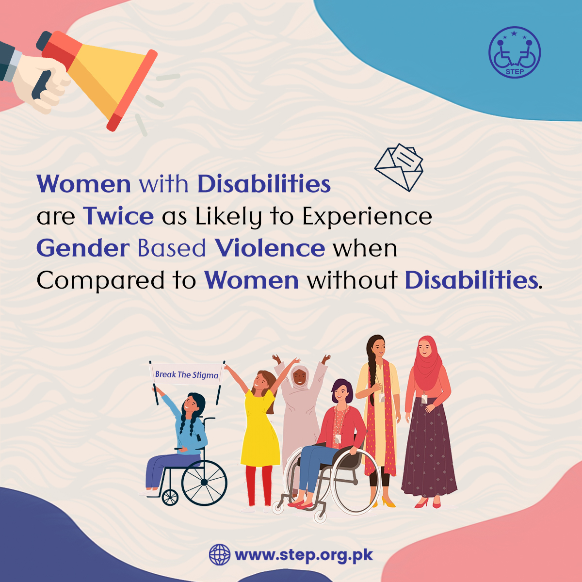 STEPPakistan's tweet photo. Join us in raising awareness against this alarming issue because together we can create a safer and more inclusive world for all women.
.
#STEP #STEPPakistan #Disabilityrights #Womenwithdisabilities #EqualRights #Endgenderbasedviolence #GBV #StopGBVagainstWWD #LeavingNoOneBehind https://t.co/dH3XD6kqax