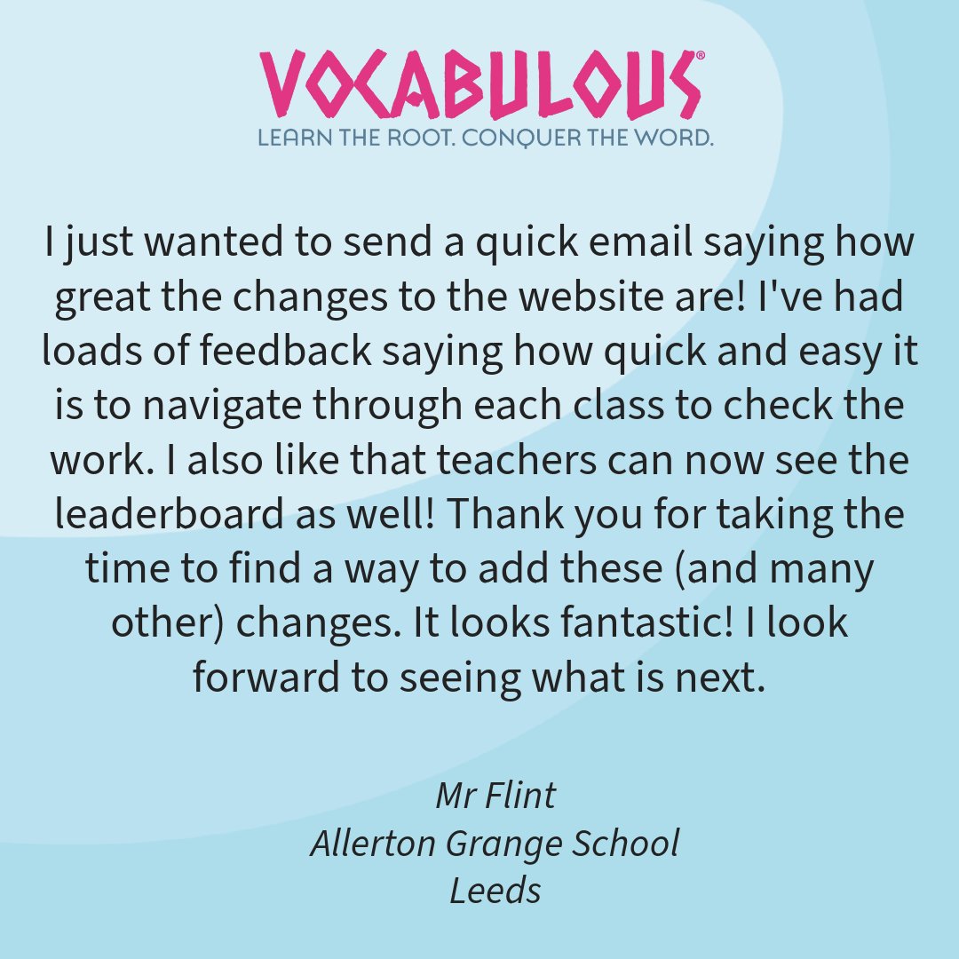 Here's some teacher feedback on the latest changes we've made to @VocabulousUK ⭐️ 
It's been great to work with schools across the country during our trial year!

#feedback #byteachersforteachers #vocabulary #edtech #trial #schools @Allerton_Grange