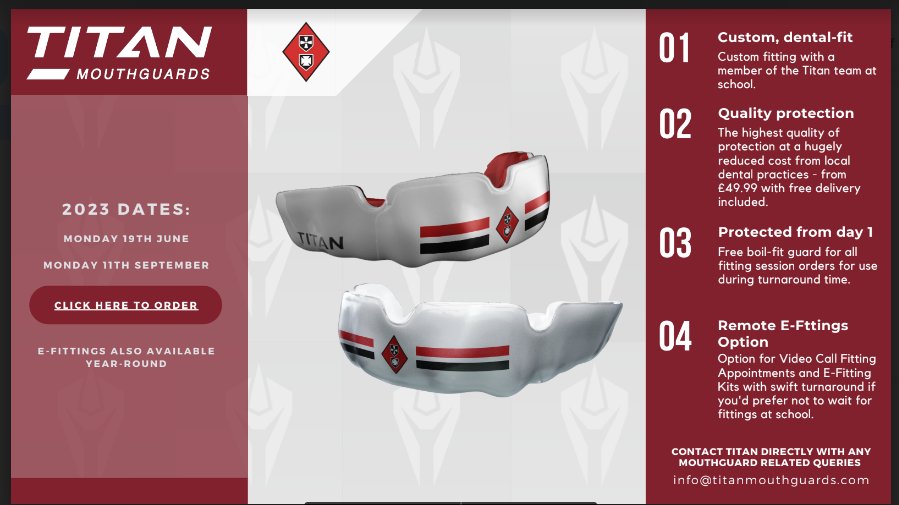 Titan Mouthguard Fitting Sessions: 
Dame Allan's Senior School- 19/06 + 11/9 
Dame Allan's Junior School (Years 3+) - 11/9
titanmouthguards.com/dame-allans-sc…