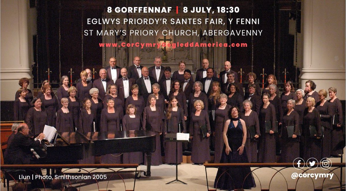 Mae Côr Cymry Gogledd America yn ymweld â Chymru yr haf yma. Fe fydd cyngerdd olaf y daith yn Eglwys Priordy y Santes Fair, Y Fenni, 8fed o Orffennaf. Does dim tâl am docyn. ticketsource.co.uk/ccga-north-ame…

@CorCymry 
@thehuwedwards
<a href="/michaelsheen/">michael sheen 💙</a>
<a href="/visitwales/">Visit Wales 🏴󠁧󠁢󠁷󠁬󠁳󠁿</a>