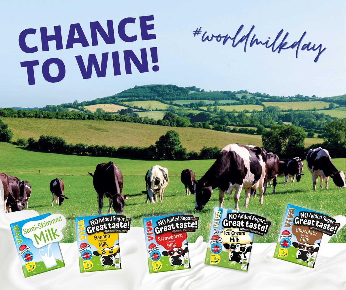 #WIN 

To celebrate #WorldMilkDay, we’re giving away a case of our great tasting VIVA Flavour Milk Drink!!! That’s 27 delicious 200ml packs! Enter here bit.ly/4382sZA 

#VIVA #GoodnessofMilk #WorldMilkDay #EnjoyDairy @WorldMilkDay