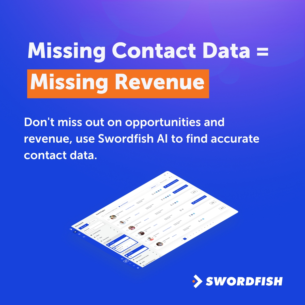 Missing contact data isn't only demoralizing; it cuts your revenue. 📉

Fill in the blanks with Swordfish. 📈

✅ Over 3.5 billion contact data profiles
✅ Exclusive cell phone data 
✅ Unique validation for the best accuracy

#sales #salestips #salestech #sdr #salesdevelopment