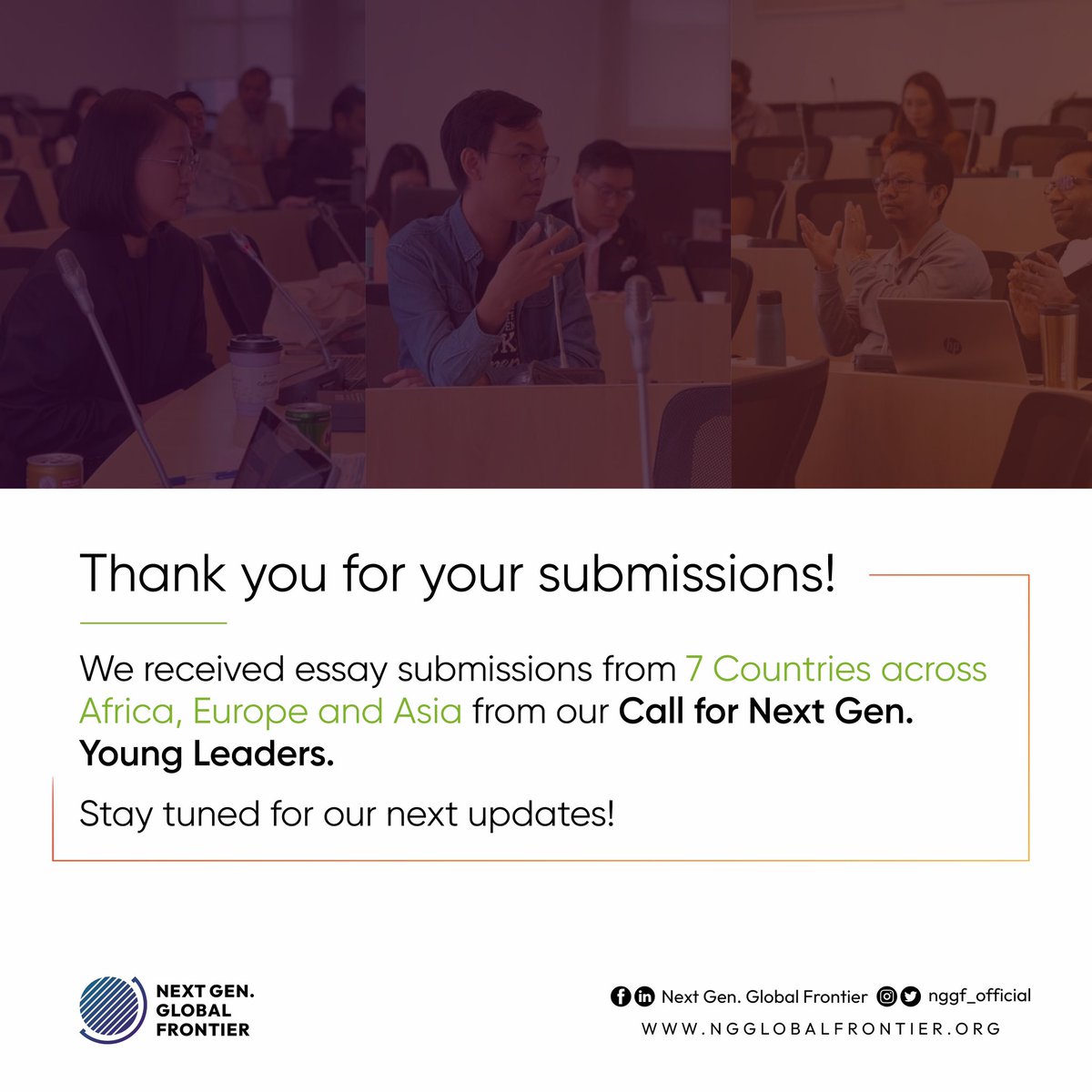 nggf_official's tweet photo. Thank you for your submissions! 

We received essay submissions from 7 Countries across Africa, Europe and Asia from our Call for #NextGenYoungLeaders 🌍

The submissions are currently being reviewed by our editorial team so stay tuned for our next updates! https://t.co/F4UZCJInR6