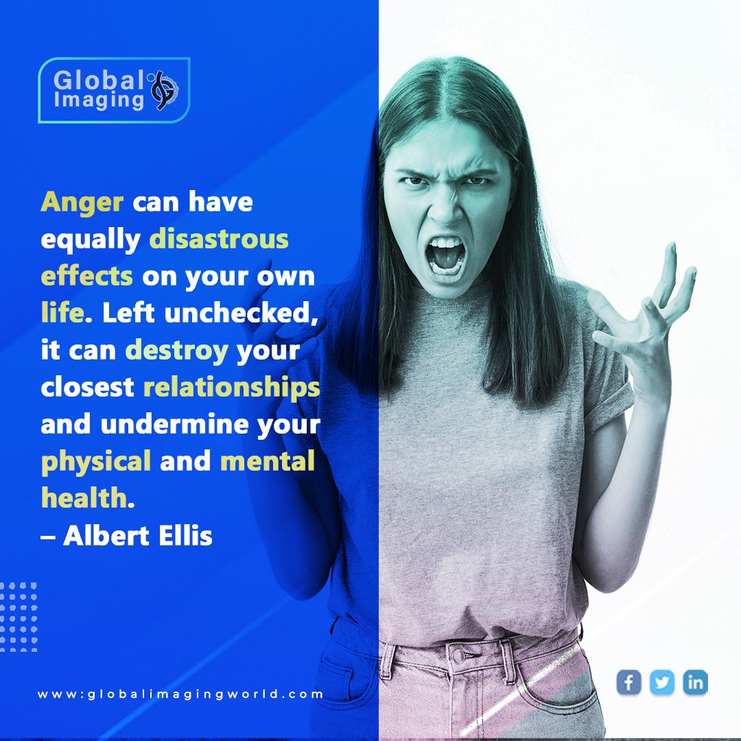 OfficialGIW's tweet photo. Anger can have equally disastrous effects on your own life. Left unchecked, it can destroy your closest relationships and undermine your physical and mental health. – Albert Ellis

#GlobalImagingworld #MondayMotivation #Health #GetMotivated 
Visit US -https://t.co/84rD2u8UkL https://t.co/ufnH2uYIh0