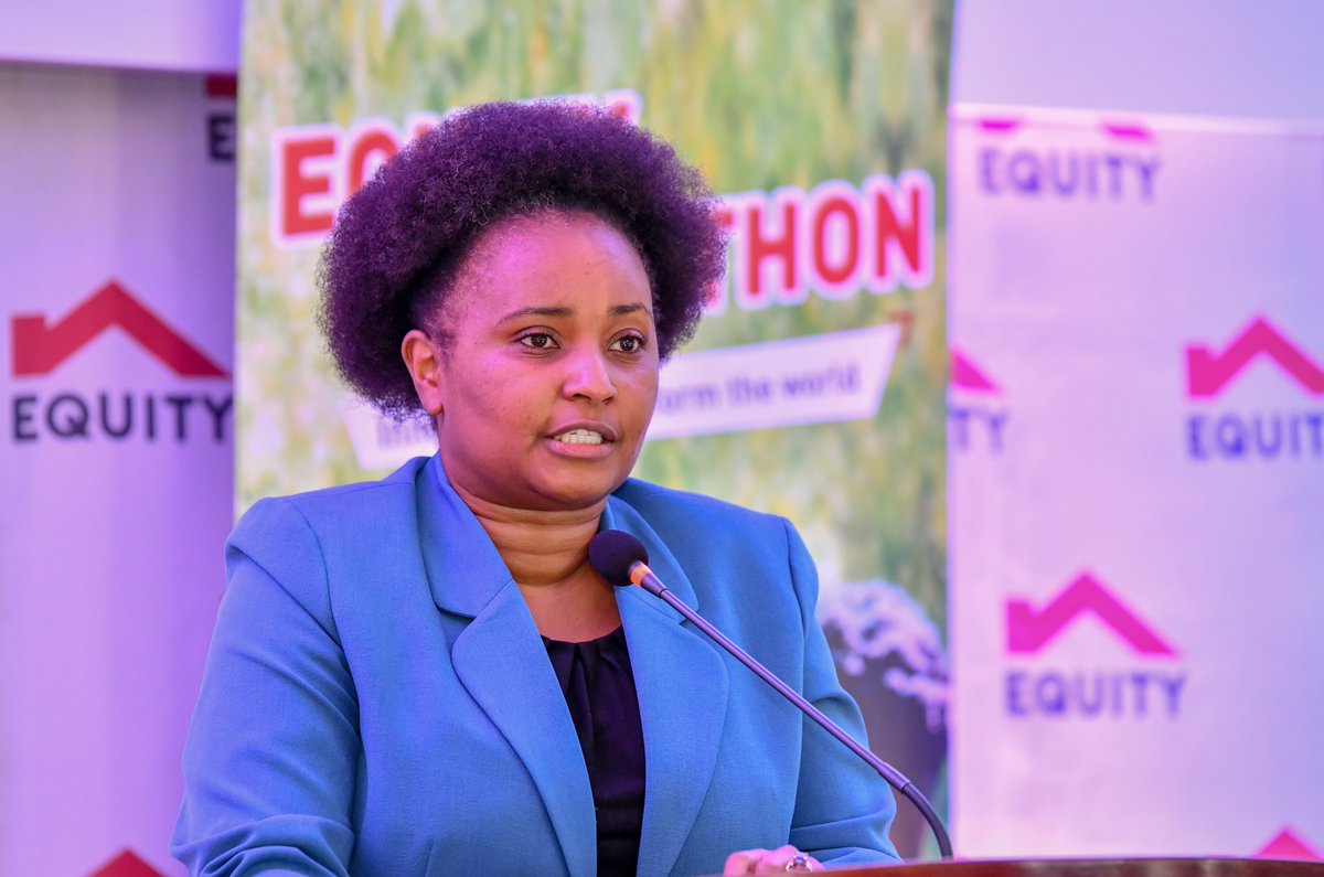 KeEquityBank's tweet photo. Equity Group Director, Strategic Human Capital Dr. Beth Waweru speaks during the awarding ceremony of the 2nd edition of the #EquityHackathon #Innovation https://t.co/9tfebu22Vg