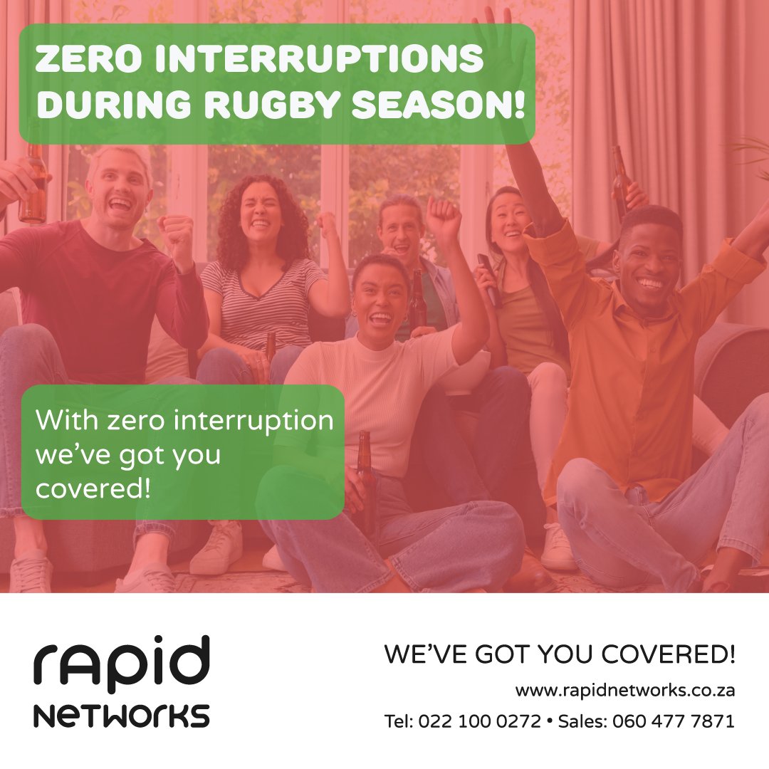 Rapid_Networks's tweet photo. 🏈Zero Interruptions during rugby season🏈
With rugby season slowly creeping up on us, ensure you have an uninterrupted connection during any games! 
Check out these options for a quality, affordable and continuous solution!
https://t.co/4RByDC9y8c
#RapidNetworks https://t.co/KEXfakPwNc