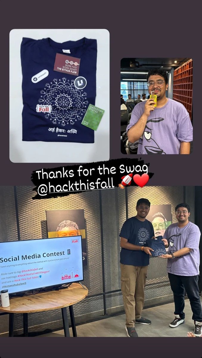 himanshubalani5's tweet image. Swag-a-toddle-do 👕🔥❤️

#HTFMeetups #HackThisFall