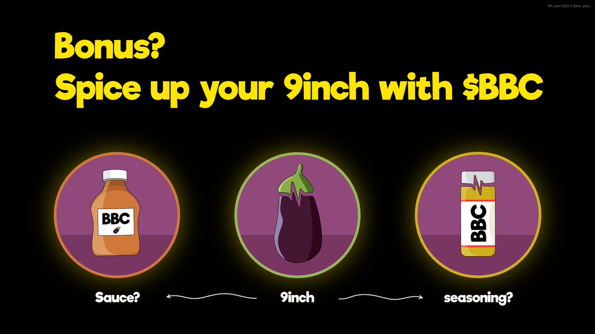 You need to spice up your aubergina? What’s your choice @9inch_io ? Get a taste of my answer for $BBC Logo. #pulse #9inch #dex #newlogo #contest