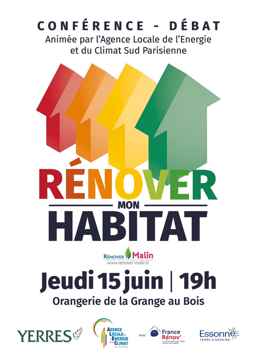 oclodong's tweet photo. Vous devez rénover votre habitat ? Mieux l’isoler ? Vous voulez connaître les aides auxquelles vous avez droit ? Rendez-vous ce jeudi 15 juin à Yerres pour une conférence utile et pratique… #Yerres #rénovation #rénover #isoler #environnement #travaux #essonne #ALEC @VictoireOff https://t.co/8QcFkHKrqA