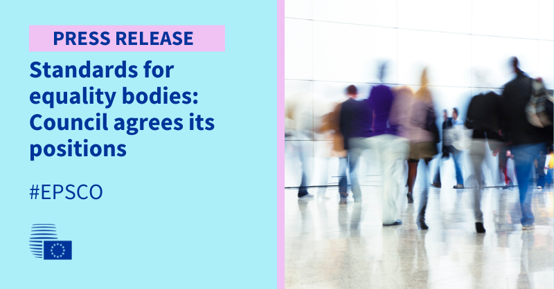 EUCouncilPress's tweet photo. Council agrees positions on two directives to strengthen equality bodies

Read the press release 👇