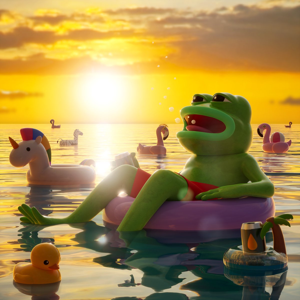 TrystanNFT's tweet photo. GM FROG FAM 🐸🍻🌅🏖️

Hey, Pepe's art lovers! I wish you all a fantastic week filled with color and sunshine☀️✨

#ArtisticVibes #SunshineSoul #frogfam #pepe #meme #nftart #nftartist #nftcollector #3dart https://t.co/Qmd4WgCHh5