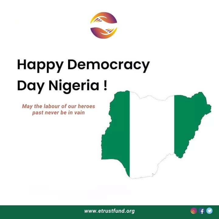 etrustfund's tweet photo. May the labour of our heroes past never be in vain.
Happy Democracy Day

#Etrustfund #save #earn #accessloans 
#happydemocracyday🇳🇬 
#DemocracyDay2023 https://t.co/ckIIq9P0Ah